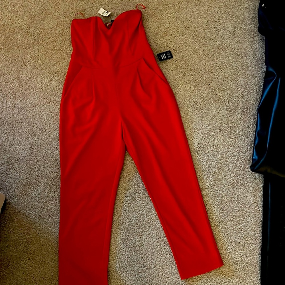 Beautiful never worn, red strapless express pant suit